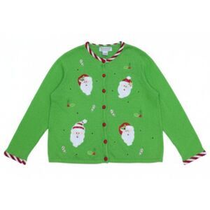 womens large Christmas collection sweater large cardigan tiara int Happy Santa